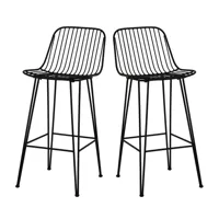 lot de 2 chaises de bar design en métal 67cm noir