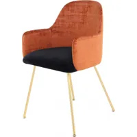 fauteuil velours orange h. assise 51 cm