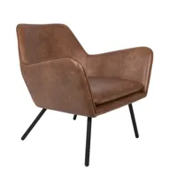 fauteuil de salon aspect cuir vintage marron