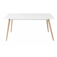 table repas scandinave blanche et pieds chêne160x90 cm