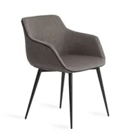 fauteuil en tissu gris et acier noir