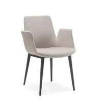 chaise en tissu gris et acier noir