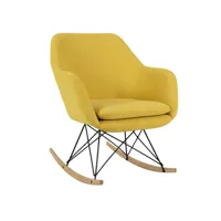 fauteuil à bascule en tissu pieds bois jaune