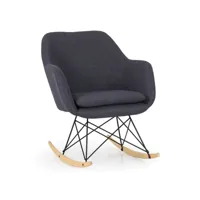 fauteuil à bascule en tissu pieds bois gris