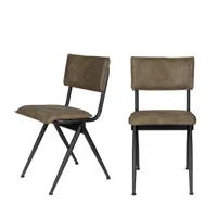2 chaises en simili marron argile