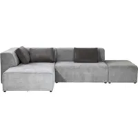 canapé d'angle gauche 4 places en tissu gris