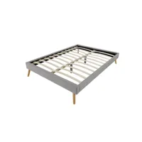 cadre de lit avec sommier à lattes - gris clair - largeur 140 cm