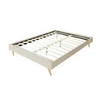 cadre de lit  avec sommier à lattes - beige - largeur 140 cm