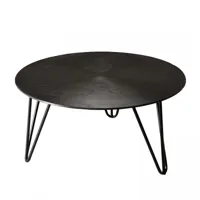 table basse ronde aluminium noir pieds épingles métal noir d75