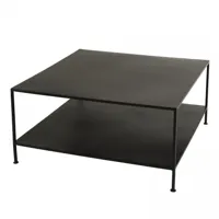 table basse industrielle carrée métal noir l80
