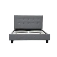 cadre de lit avec tête de lit et sommier à lattes - gris - 140 cm