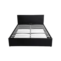 cadre de lit avec sommier relevable à lattes - noir - 140 cm