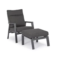 fauteuil de jardin inclinable avec repose pieds gris