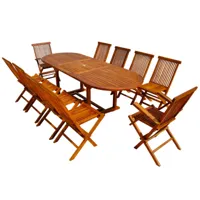 table de jardin ovale 8 chaises et 2 fauteuils en teck huilé