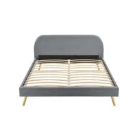 cadre de lit avec sommier à lattes en tissu - gris - 140 cm