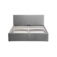 cadre de lit avec sommier relevable à latte - gris - 140 cm