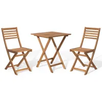 table et 2 chaises de jardin en bois