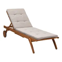 chaise longue en bois solide beige