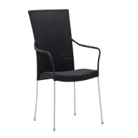 chaise repas empilable en acier et fibre synthétique noire