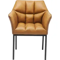 chaise avec accoudoirs en cuir et acier