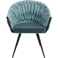 chaise avec accoudoirs bicolore bleu-vert et acier