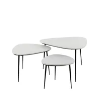 set de 3 tables d'appoint en marbre blanc