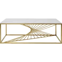 table basse en verre effet marbre et acier doré