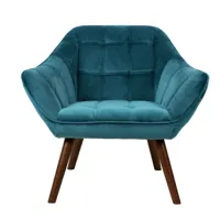 fauteuil en velours turquoise avec accoudoirs