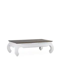 table basse en bois marron et blanc l 125 cm