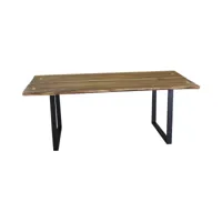 table en bois d'acacia et pieds en métal noir 200cm