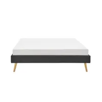 cadre de lit avec sommier à lattes - gris foncé - largeur 140 cm