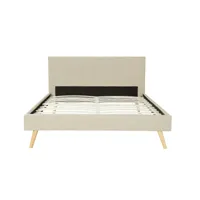 cadre de lit avec sommier à lattes - beige- largeur 140 cm