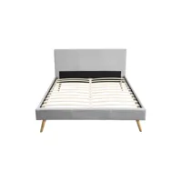 cadre de lit avec sommier à lattes - gris clair - largeur 140 cm