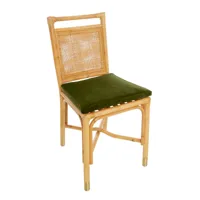 chaise rotin et velours vert