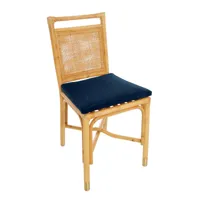 chaise rotin et velours bleu