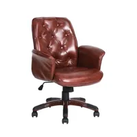 fauteuil de bureau chesterfield en simili cuir - marron