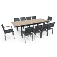 table de jardin 8 chaises et 2 fauteuils en aluminium et céramique