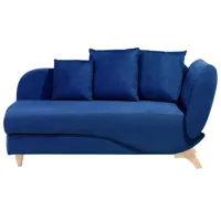 chaise longue côté droit en velours bleu marine