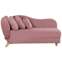 chaise longue côté gauche en velours rose