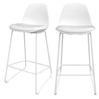 chaise de bar mi-hauteur blanche 65 cm (lot de 2)