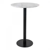 table haute ronde effet marbre pied métal noir