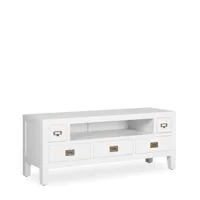 meuble tv en bois blanc l 125 cm