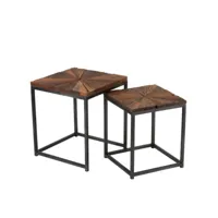 lot de 2 tables basses carrées en bois et métal