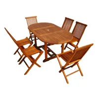 table de jardin rectangulaire et 6 chaises en teck huilé