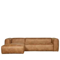 canapé d'angle gauche 3 places en tissu marron