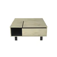 table basse plateau relevable et coffre intérieur - effet bois et noir