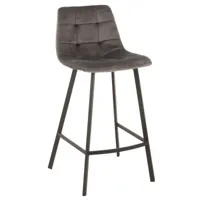 chaise de bar métal et textile gris h95cm