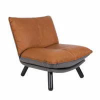 fauteuil lounge en cuir marron