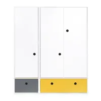 armoire 3 portes façades tiroirs gris espace-jaune