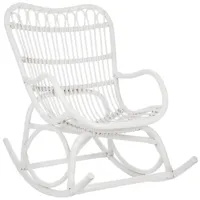 fauteuil à bascule rotin blanc mat 110x91cm